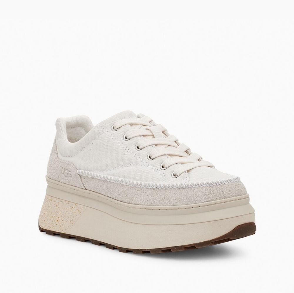 UGG Women's White Marin Lace Canvas- Suede Sneakers